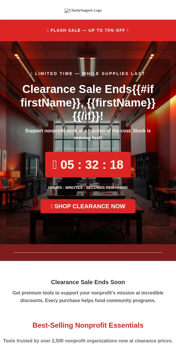 clearance sale email template for nonprofits