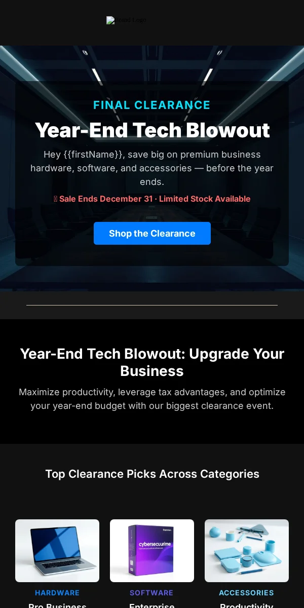Clearance Sale Email Template for Technology