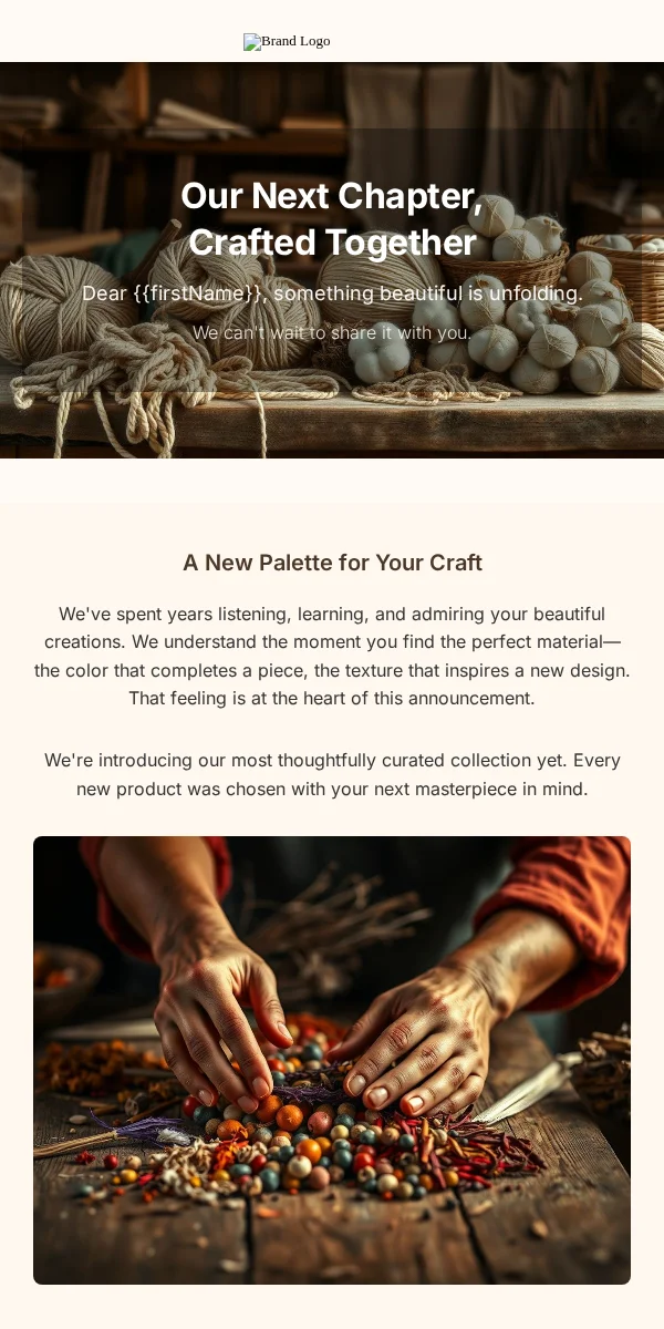 Company Announcement Email Template for Arts Crafts
