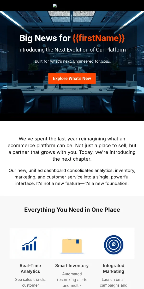 Company Announcement Email Template for Ecommerce Retail