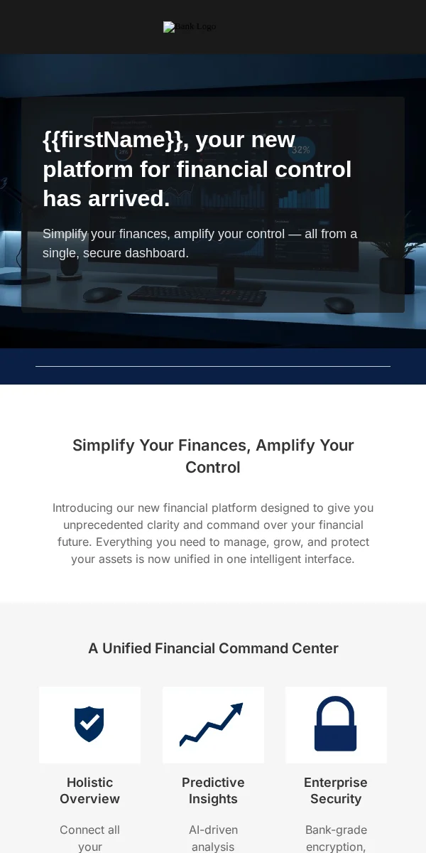 Company Announcement Email Template for Finance Banking