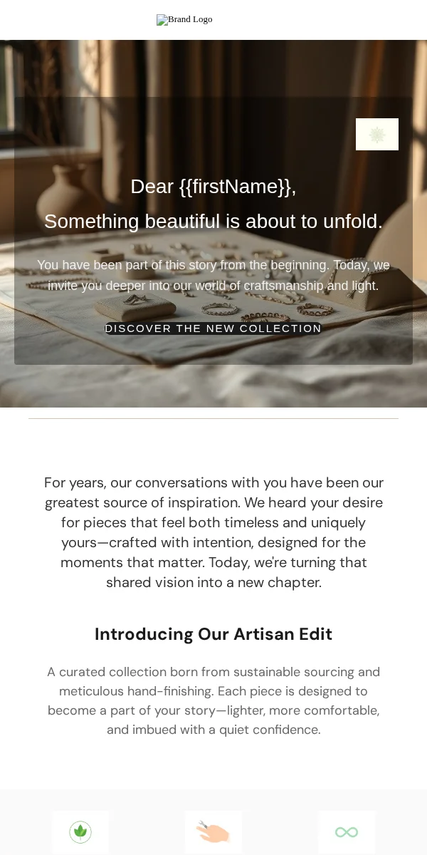 Company Announcement Email Template for Jewelry Accessories