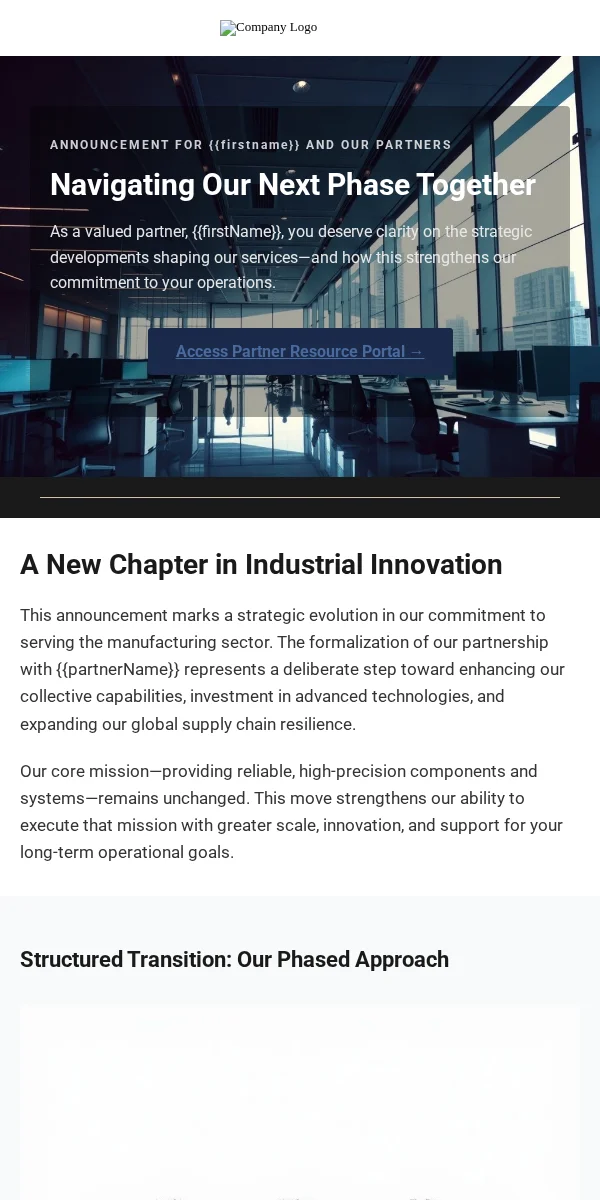 Company Announcement Email Template for Manufacturing Industrial