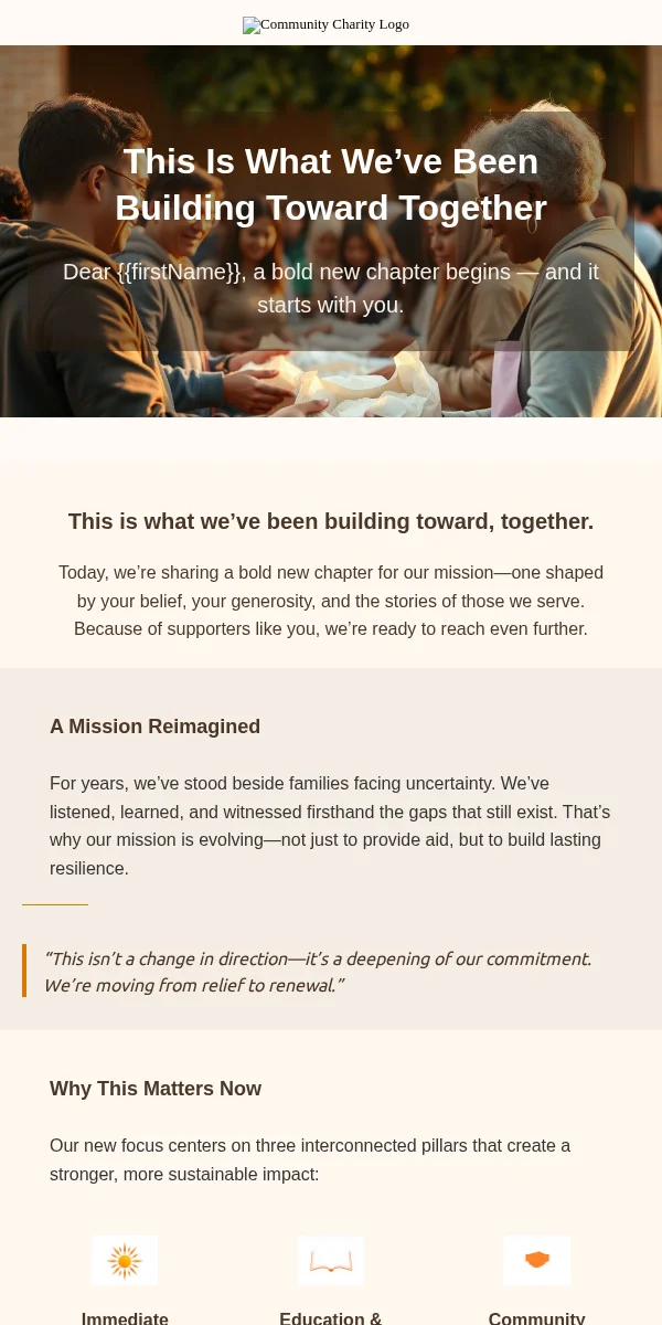 Company Announcement Email Template for Nonprofit Charity