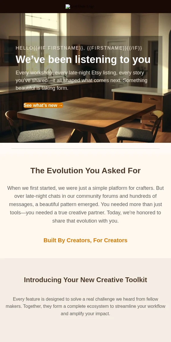 Company Update Email Template for Arts Crafts