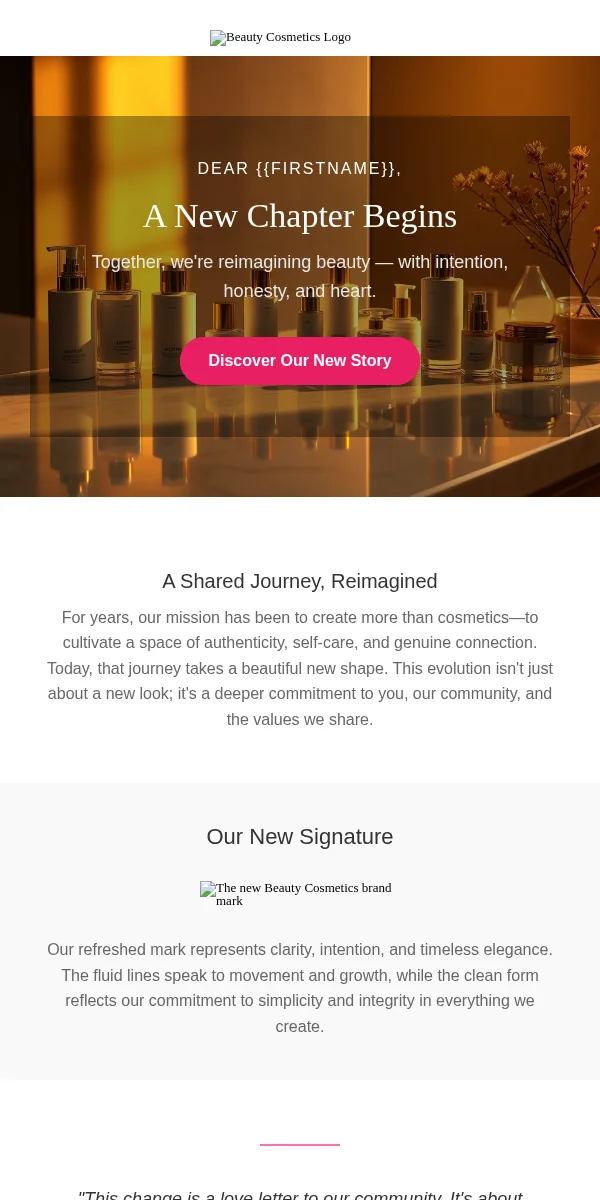 Company Update Email Template for Beauty Cosmetics