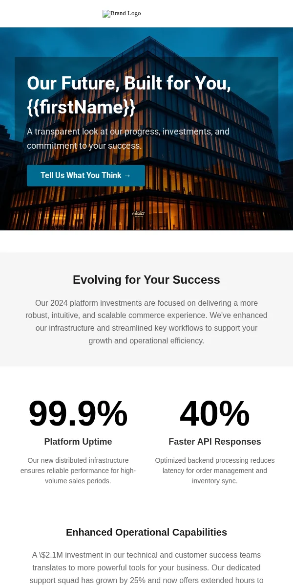 Company Update Email Template for Ecommerce Retail