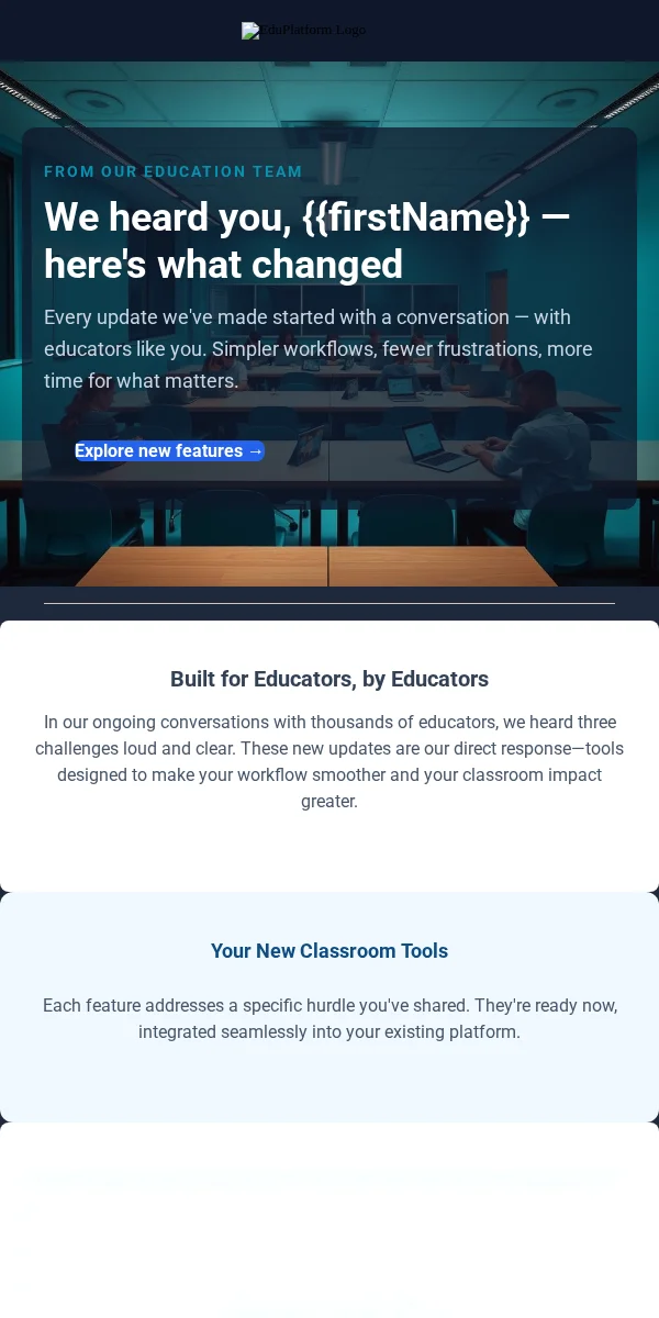 Company Update Email Template for Education