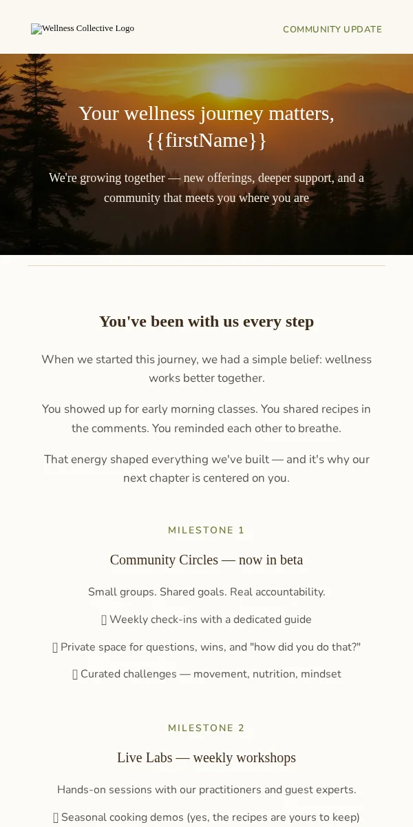 Company Update Email Template for Health Wellness