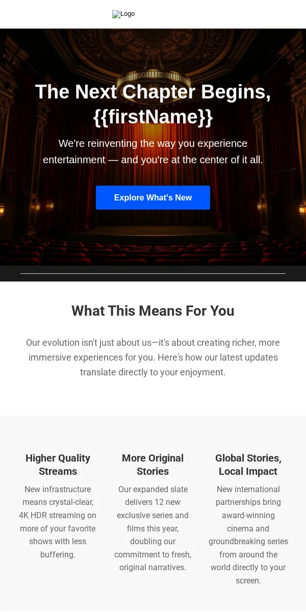 Company Update Email Template for Entertainment Media
