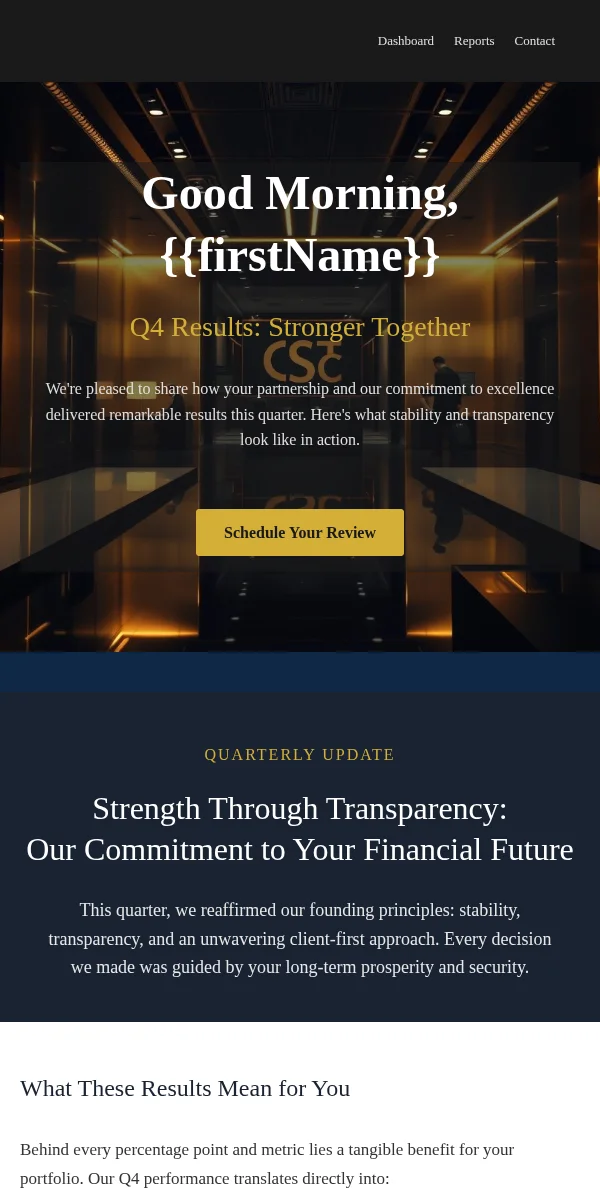 Company Update Email Template for Finance Banking