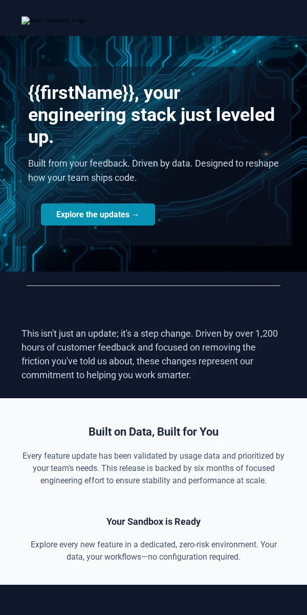 Company Update Email Template for Saas Software