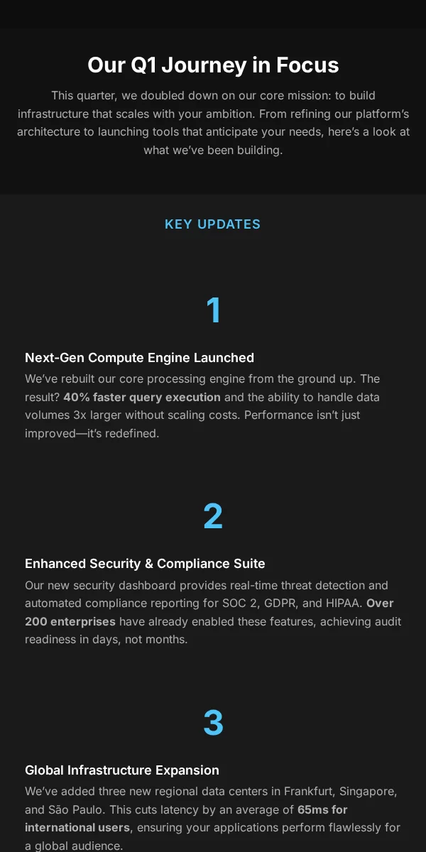 Company Update Email Template for Technology