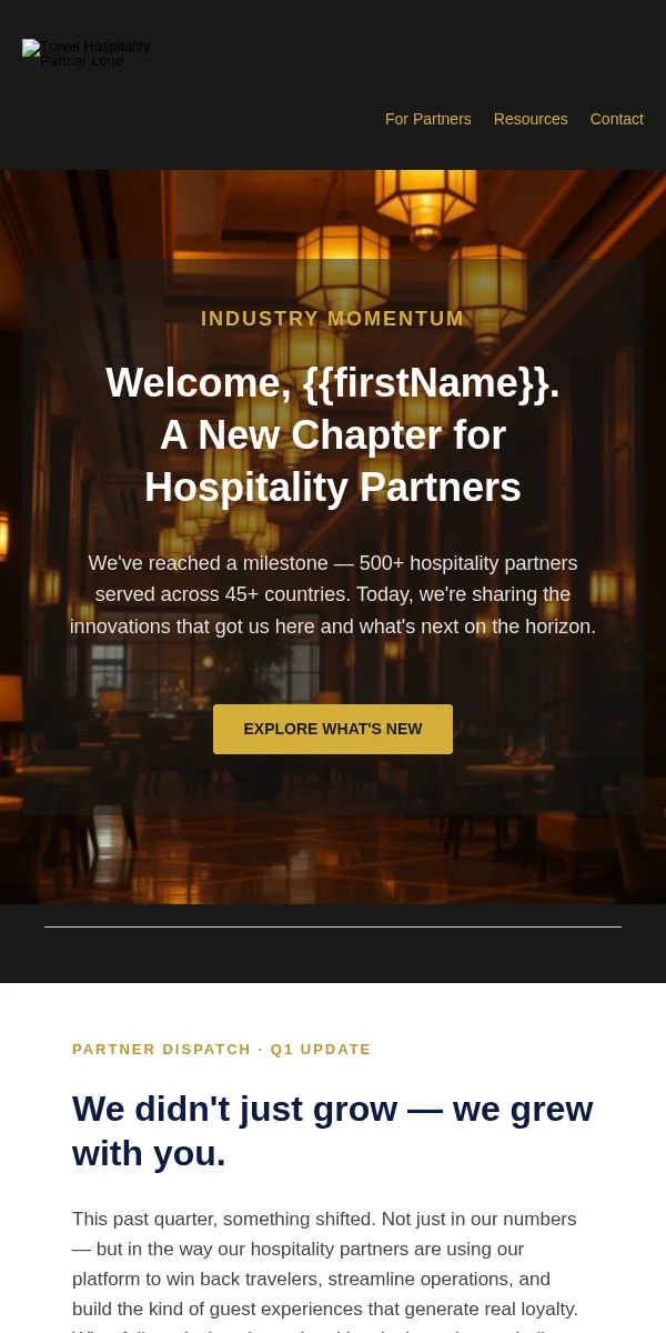 Company Update Email Template for Travel Hospitality