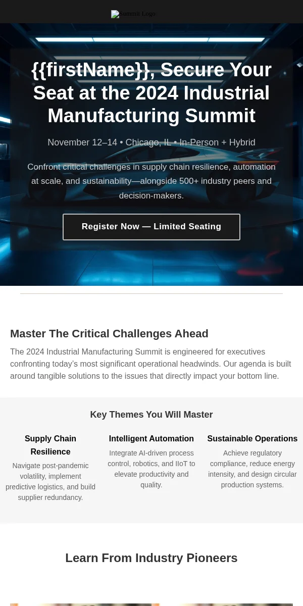 Conference Email Template for Manufacturing Industrial