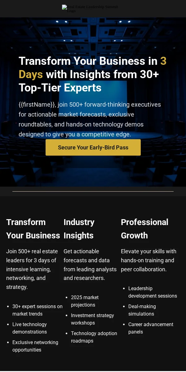 Conference Email Template for Real Estate