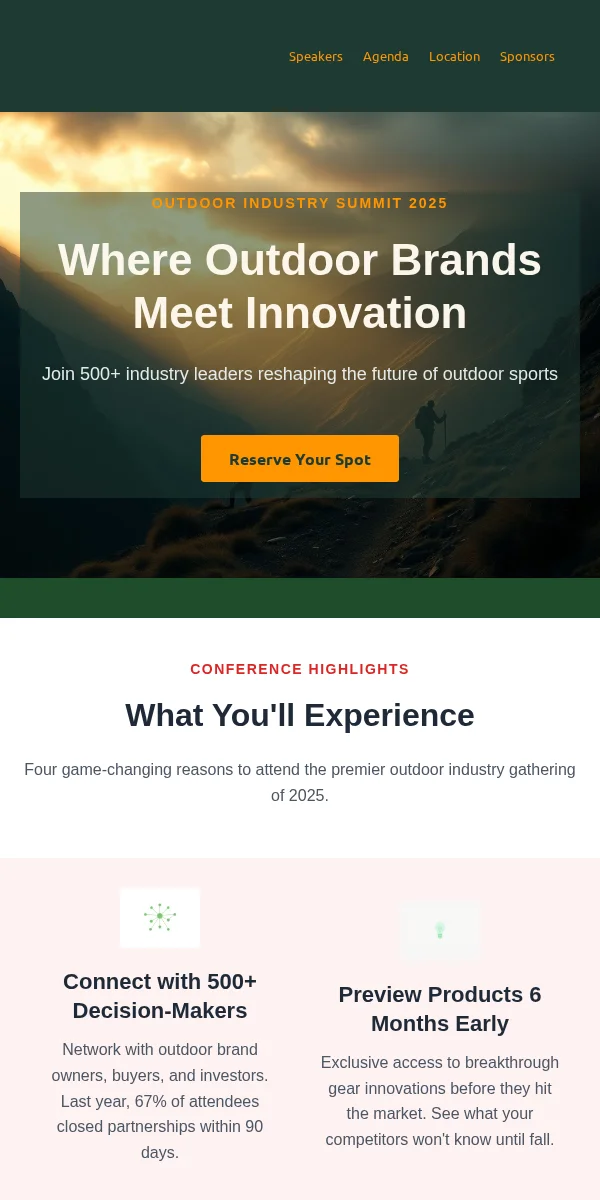 Conference Email Template for Sports Outdoors