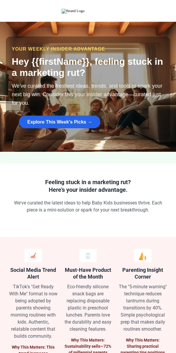 content digest email template for baby & kids brands