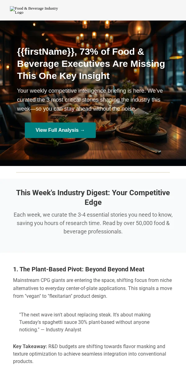 content digest email template for restaurants