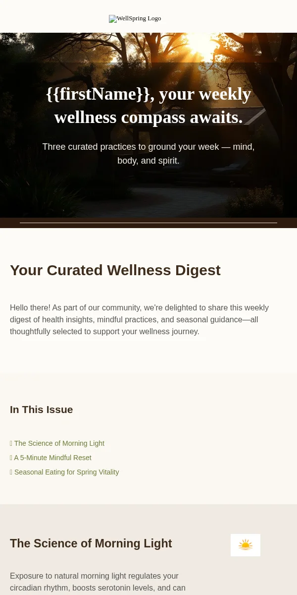 Content Digest Email Template for Health Wellness