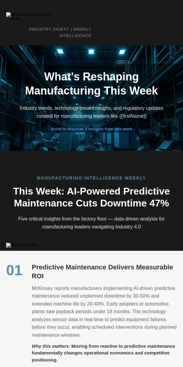 Content Digest Email Template for Manufacturing Industrial