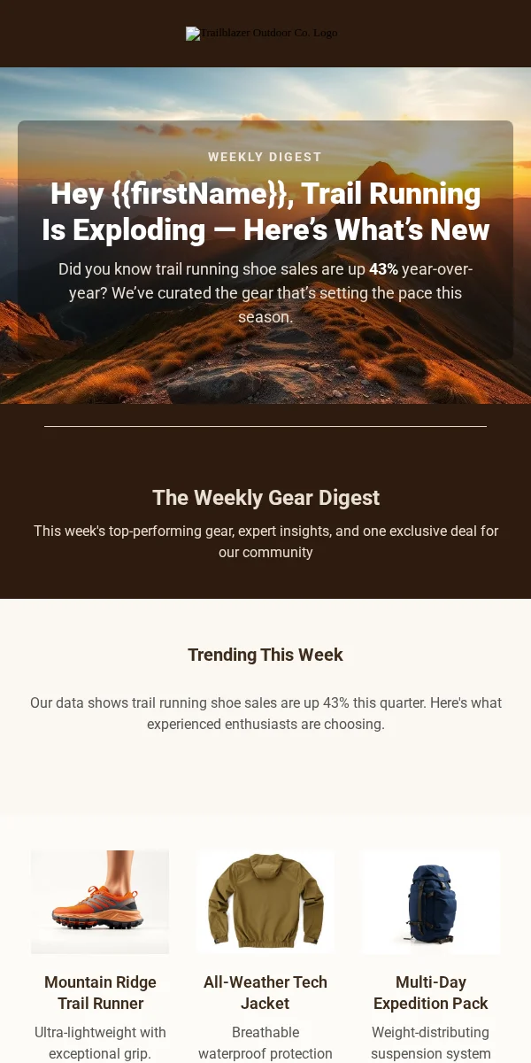 content digest email template for fitness & sports