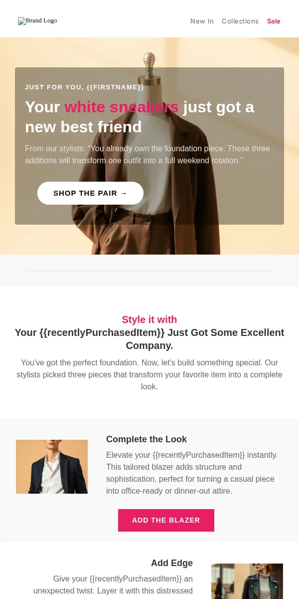 Cross Sell Upsell Email Template for Apparel Fashion