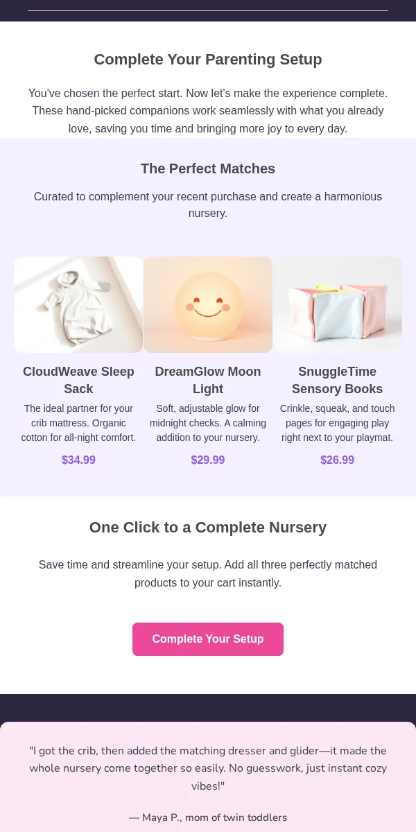Cross Sell Upsell Email Template for Baby Kids