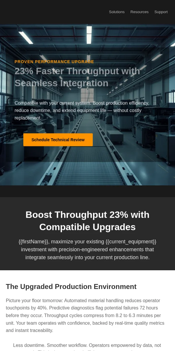 Cross Sell Upsell Email Template for Manufacturing Industrial