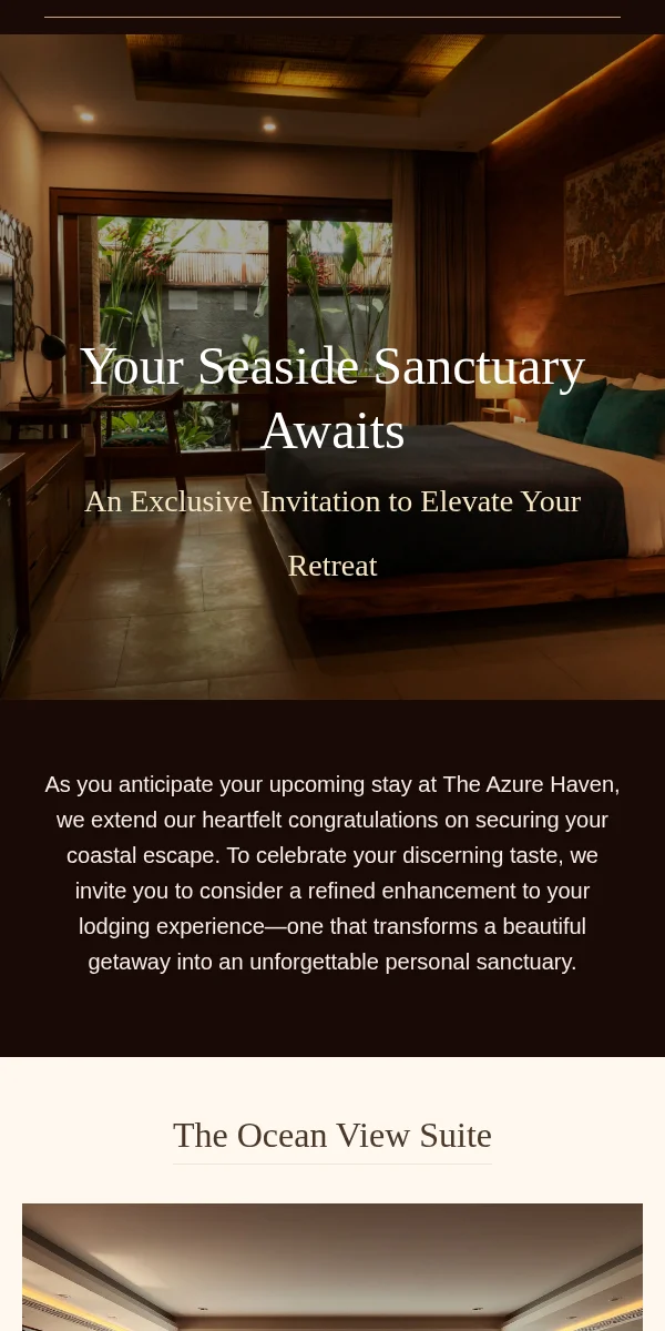 Cross Sell Upsell Email Template for Travel Hospitality
