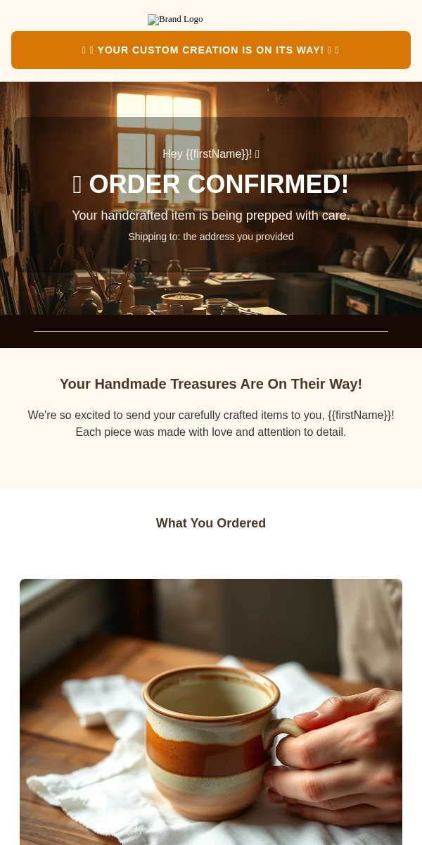 Delivery Confirmation Email Template for Arts Crafts