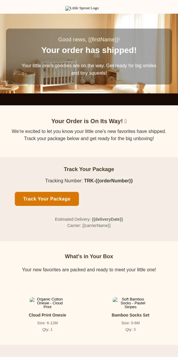 Delivery Confirmation Email Template for Baby Kids