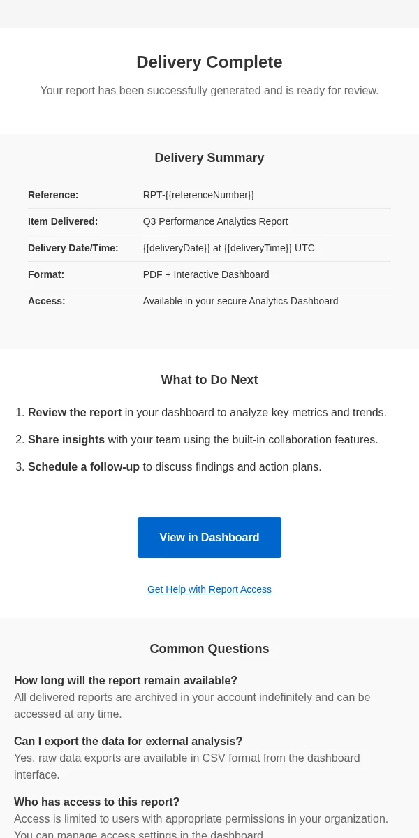 Delivery Confirmation Email Template for Saas Software