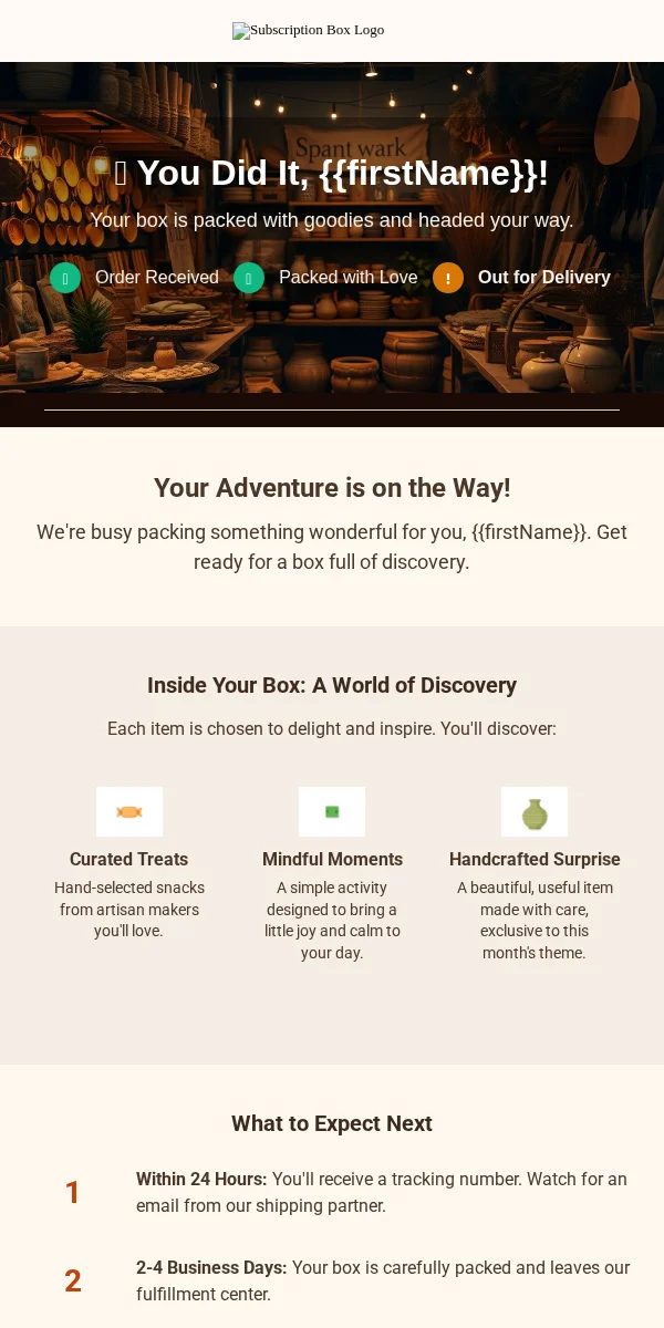 Delivery Confirmation Email Template for Subscription Boxes