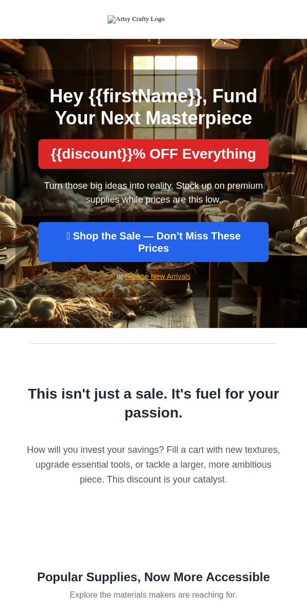 Discount Offer Email Template for Arts Crafts