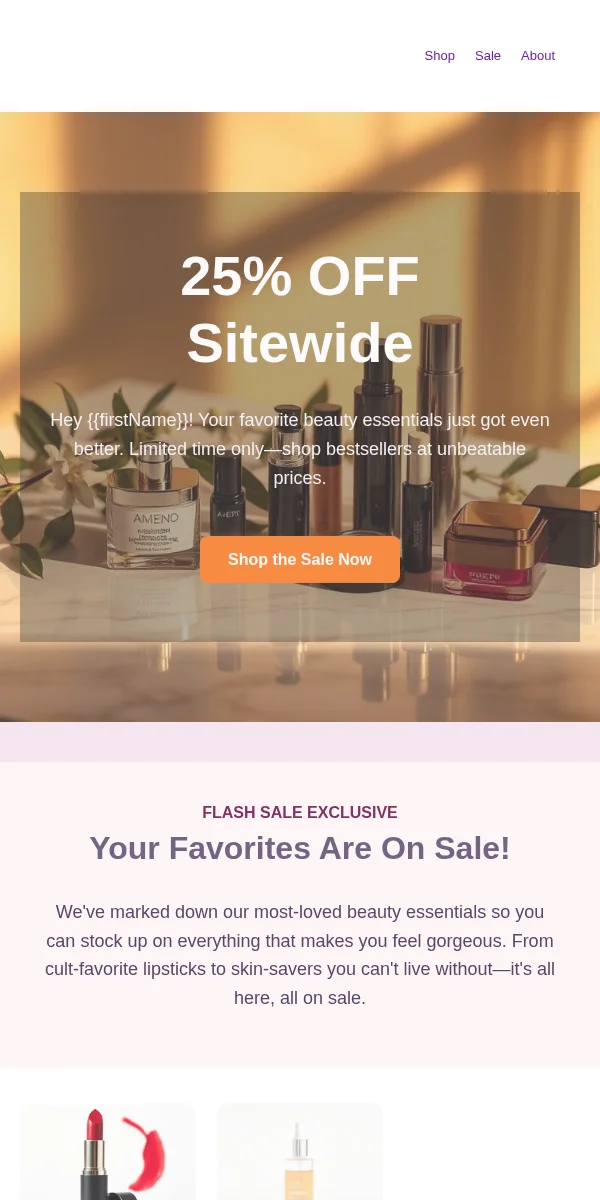Discount Offer Email Template for Beauty Cosmetics
