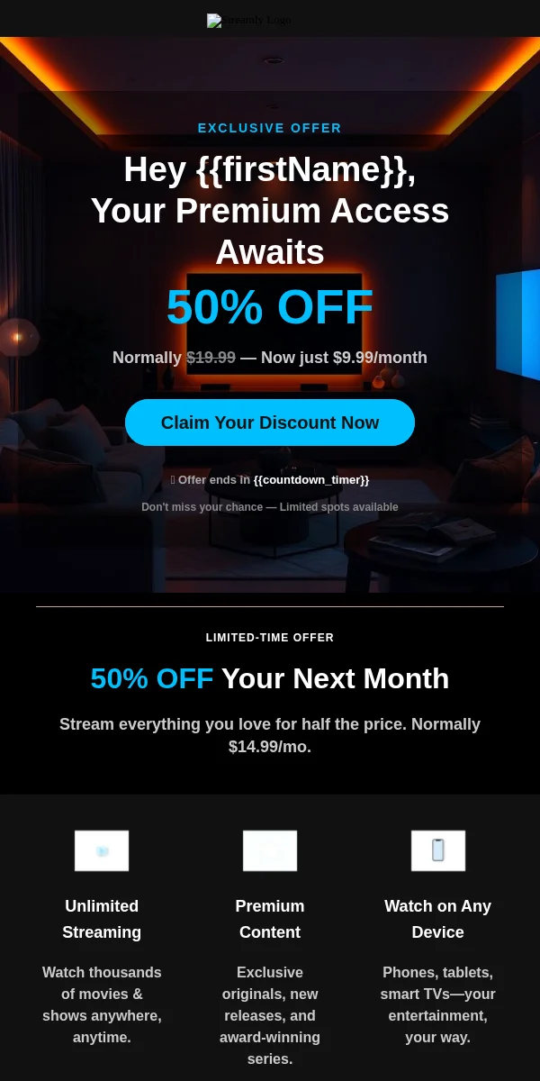 Discount Offer Email Template for Entertainment Media