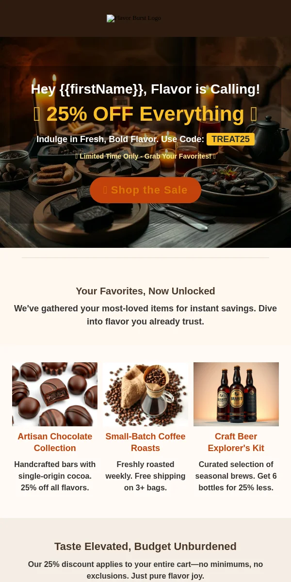 Discount Offer Email Template for Food Beverage