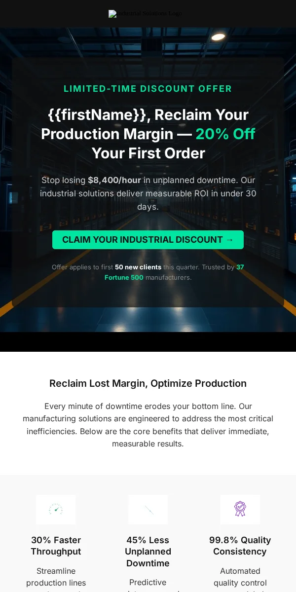 Discount Offer Email Template for Manufacturing Industrial