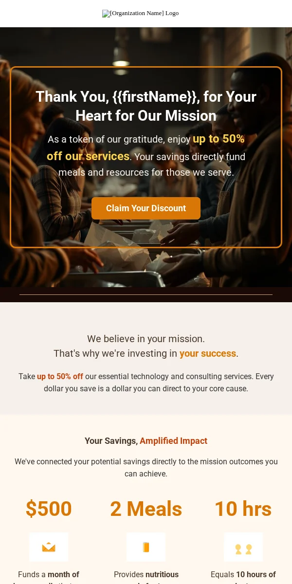 Discount Offer Email Template for Nonprofit Charity