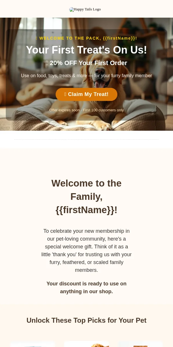 Discount Offer Email Template for Pets Animals