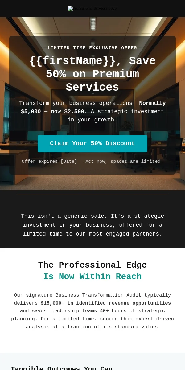 Discount Offer Email Template for Professional Services