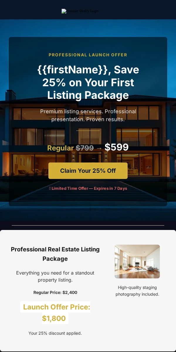Discount Offer Email Template for Real Estate