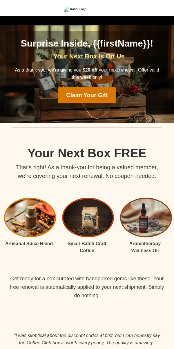 Discount Offer Email Template for Subscription Boxes