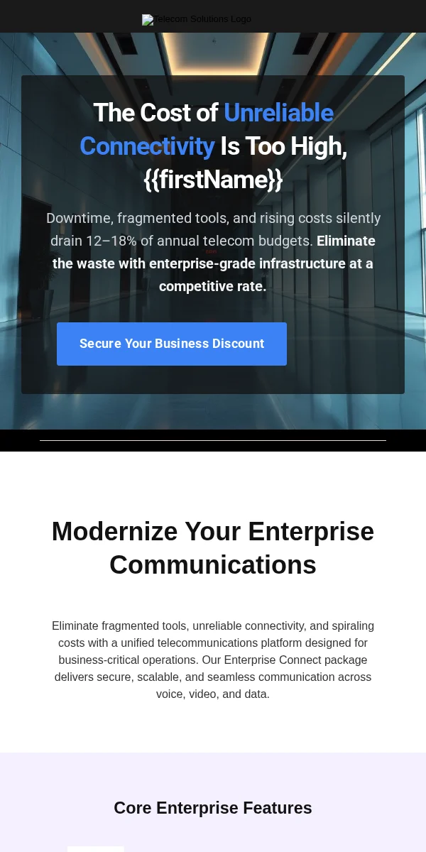 Discount Offer Email Template for Telecommunications