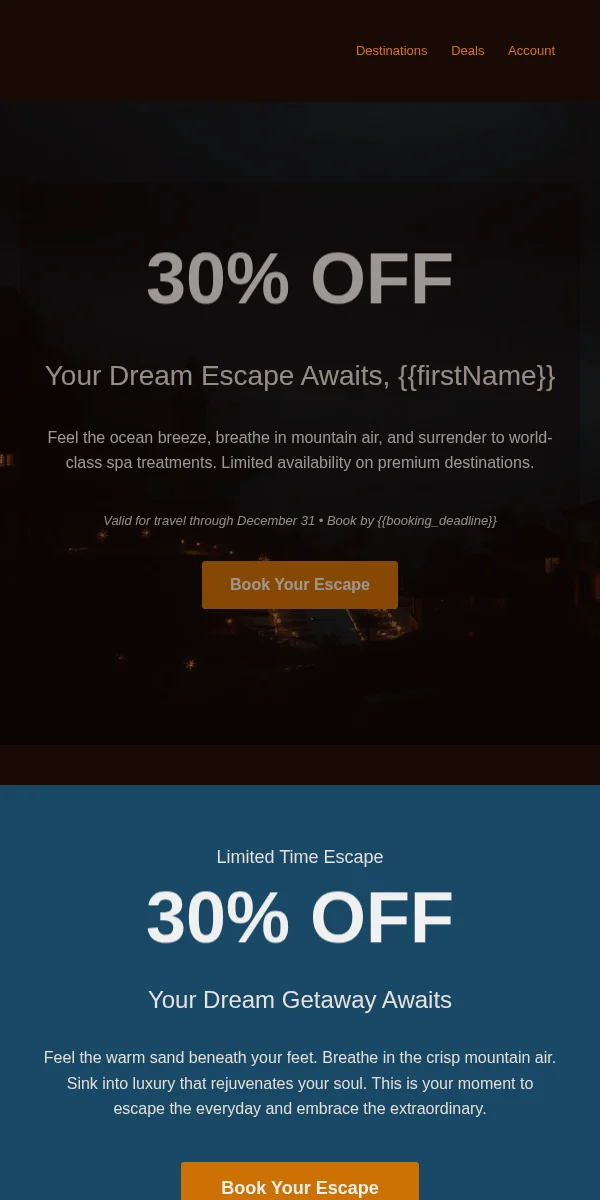 Discount Offer Email Template for Travel Hospitality