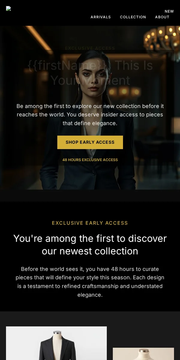 early access email template for fashion brands