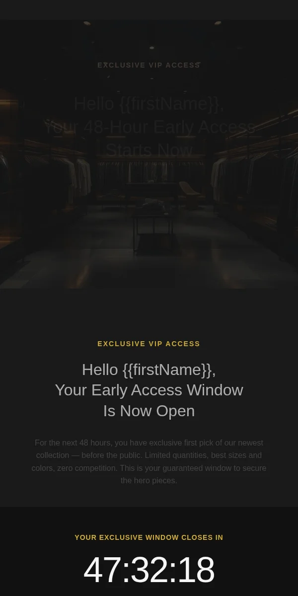 Early Access Email Template for Ecommerce Retail