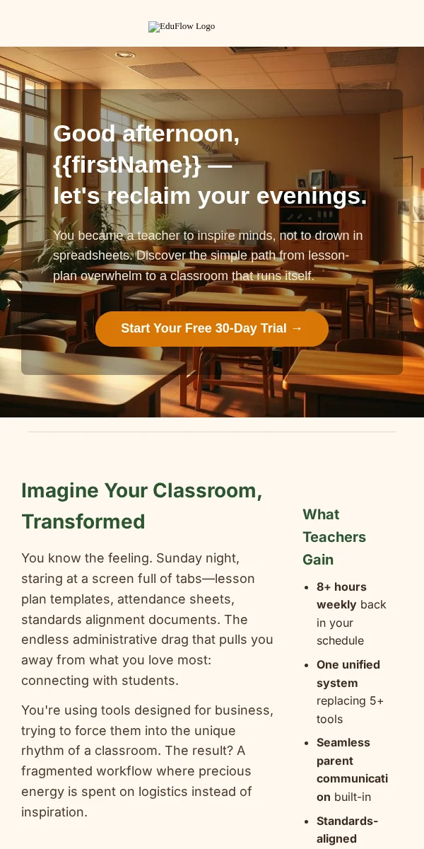 early access email template for education