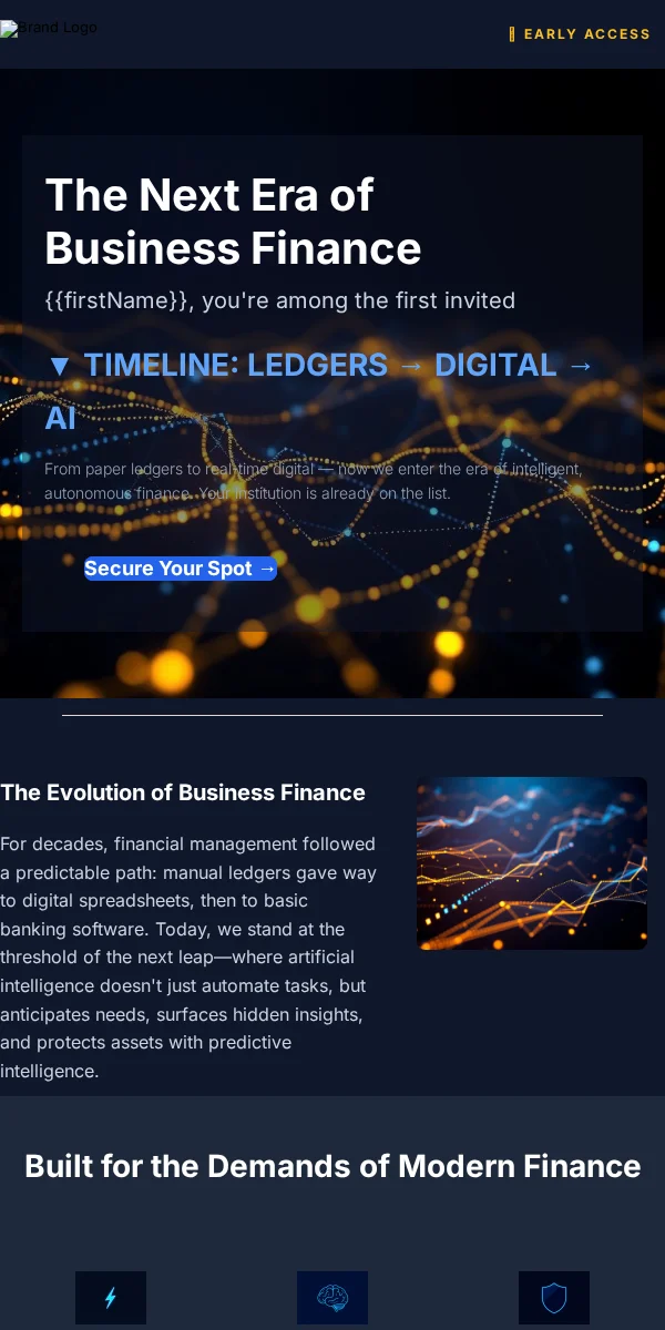 early access email template for financial services